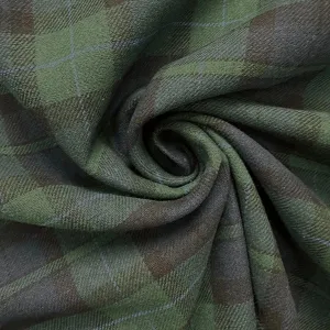 1 1/2 YD PC-Green Blackwatch Plaid Yarn Dyed Flannel Fabric