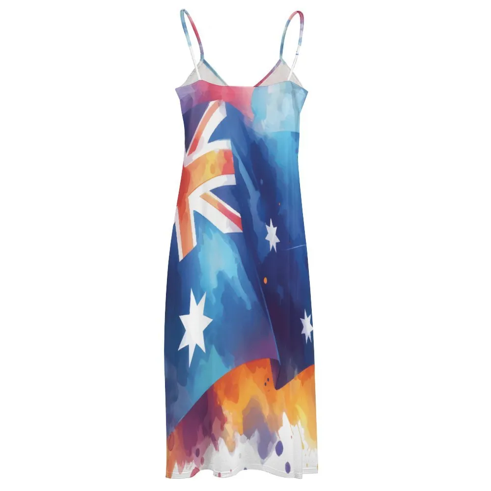 Australian Flag Spaghetti Strap Ankle-Length Dress Long dress