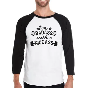 Bad Nice Ass Mens Baseball Shirt Funny Exercise Raglan Shirt Gifts