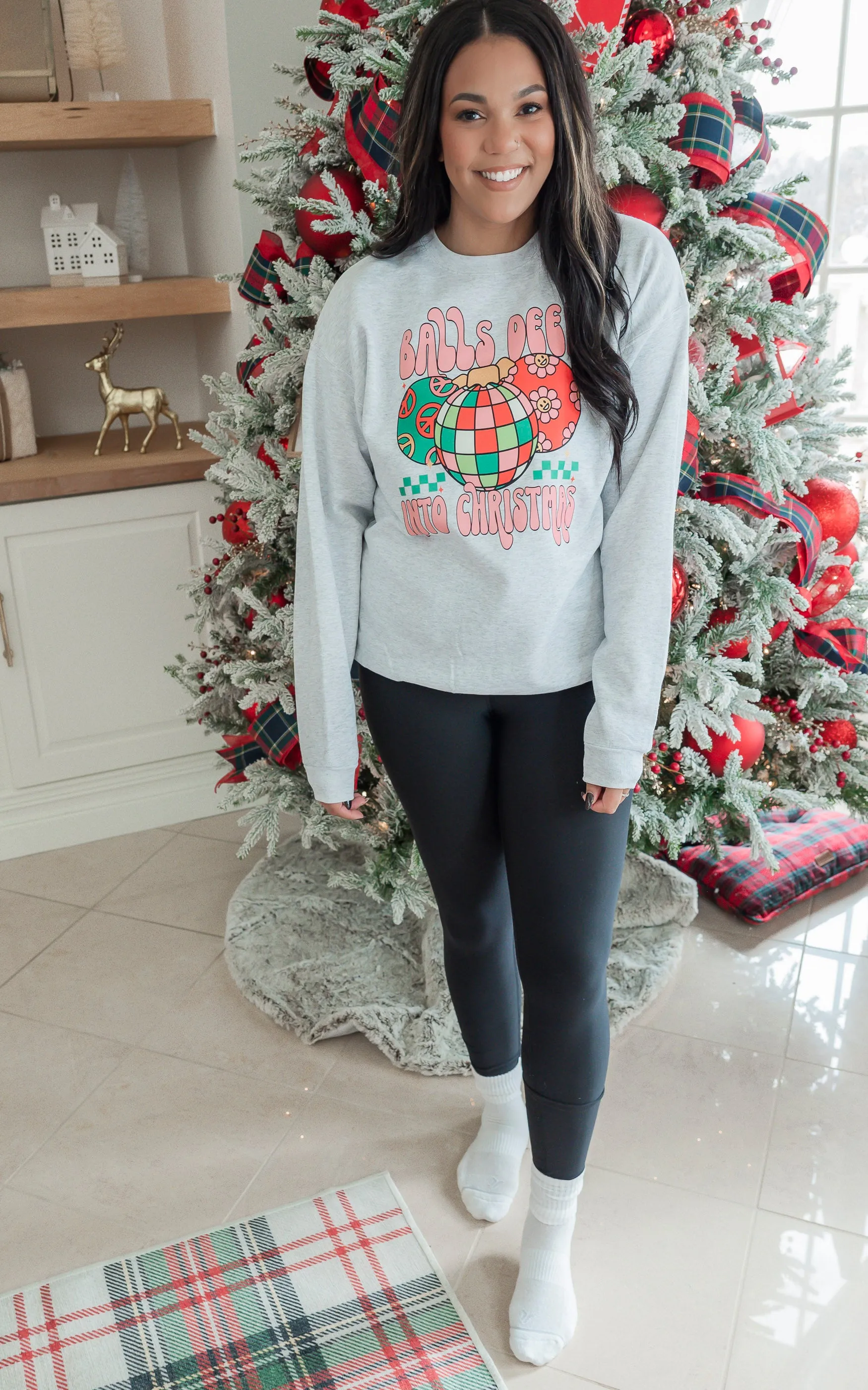 Balls Deep Holiday Heather Grey Graphic Crewneck Sweatshirt