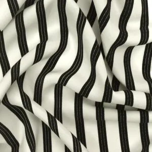 Basic Black-Ivory Stripe Printed Crepe De Chine Woven Fabric