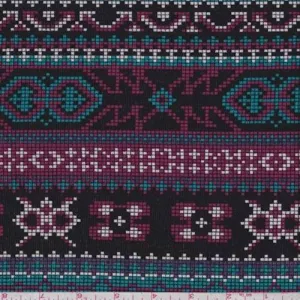 Black/Teal/Purple Pixelated Stripe Crepe Knit Fabric