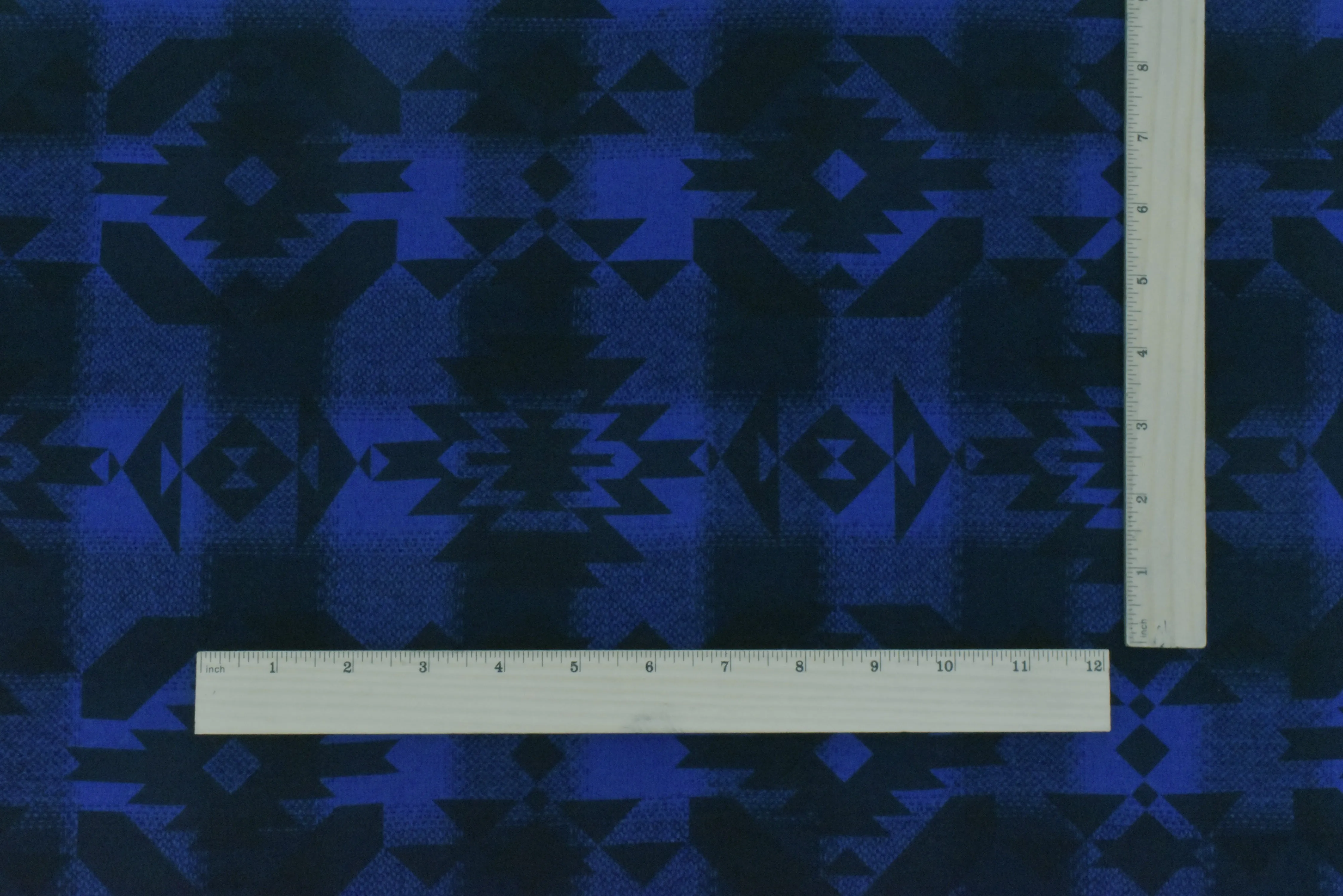 Blue-Black Tribal Printed Cotton Check Dobby Woven Fabric