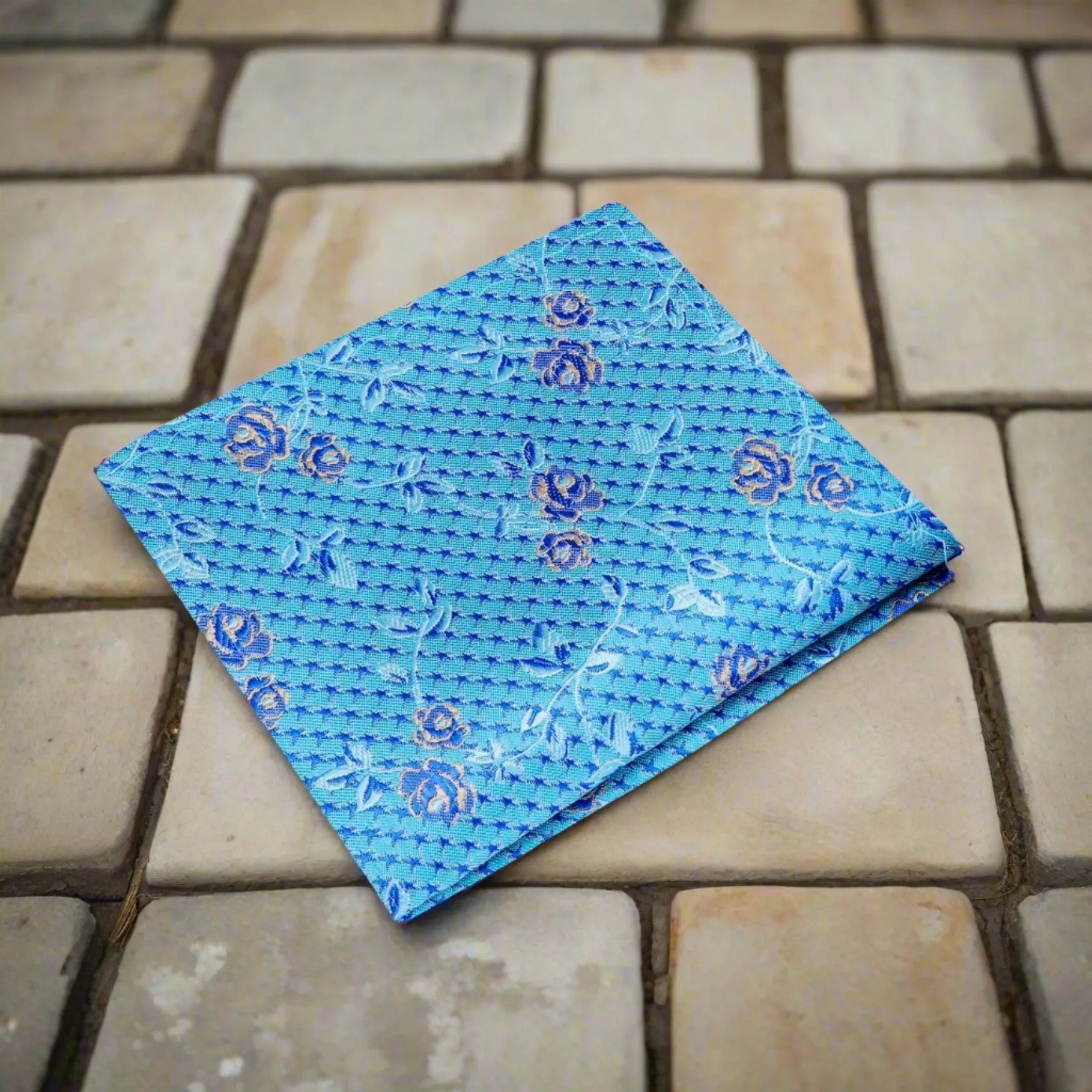 Blue Blossom Pocket Square