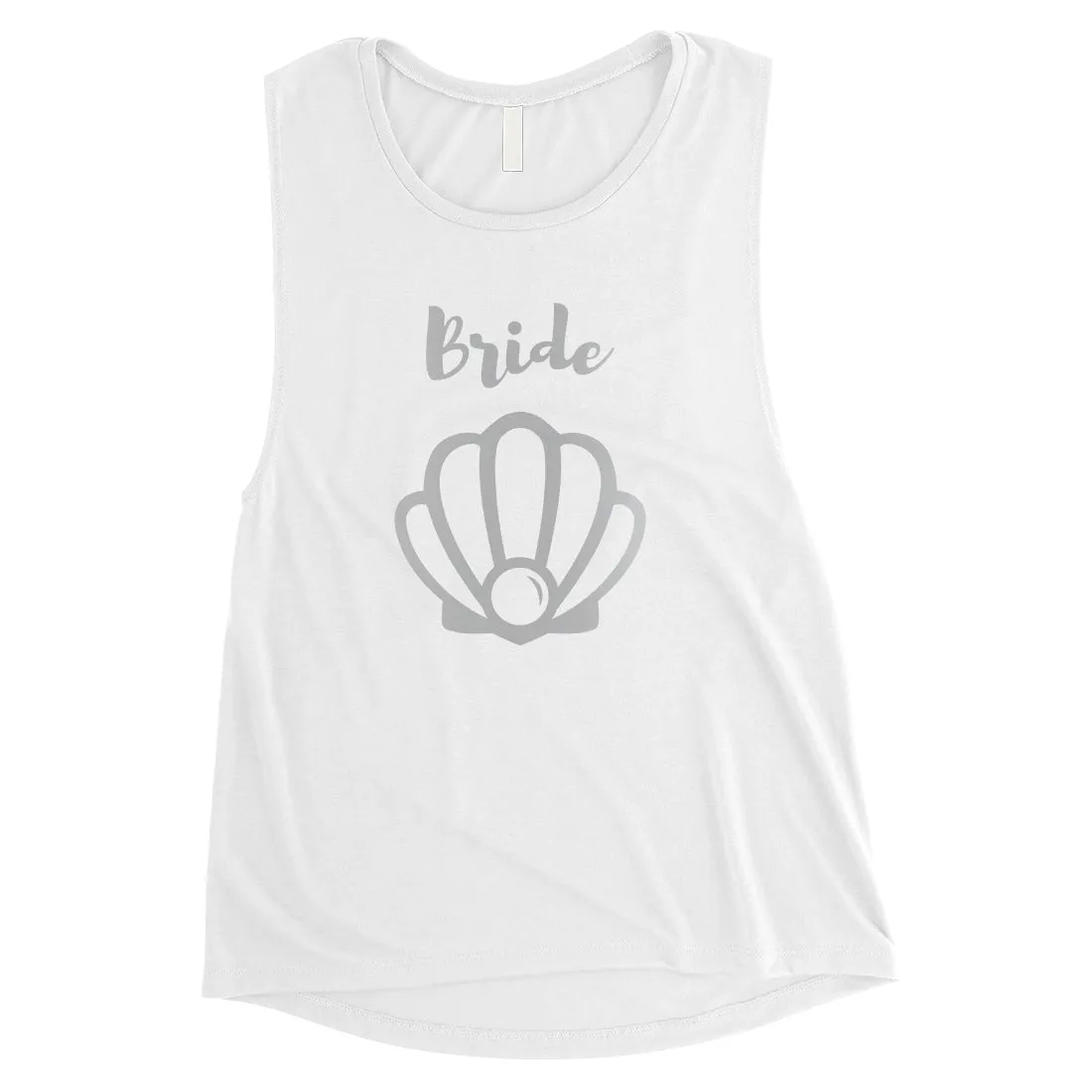 Bride Mermaid Seashell-SILVER Womens Muscle Tank Top Modern Chic