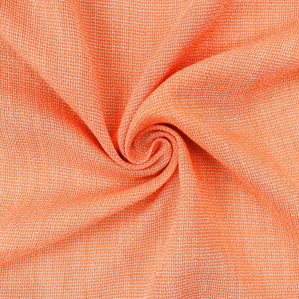 Bright Orange-White Cotton Poly Cross Hatch Gauze Woven Fabric