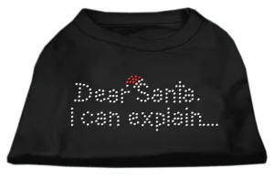 Christmas Pet Dog & Cat Shirt Rhinestone, "Dear Santa, I Can Explain"