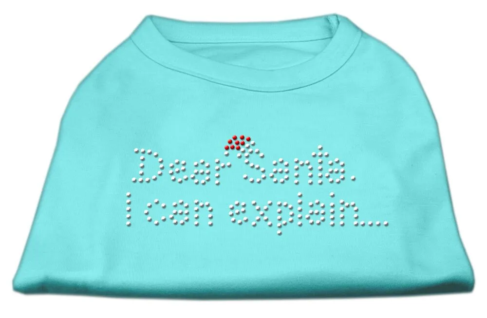 Christmas Pet Dog & Cat Shirt Rhinestone, "Dear Santa, I Can Explain"