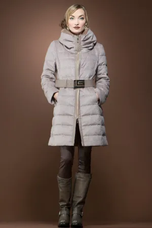 Cinnamon Mink and Down Quilted Mid-Length Cashmere Coat