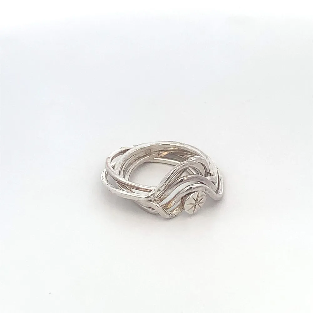 Corey 5-Band Puzzle 925 Sterling Silver Ring 8