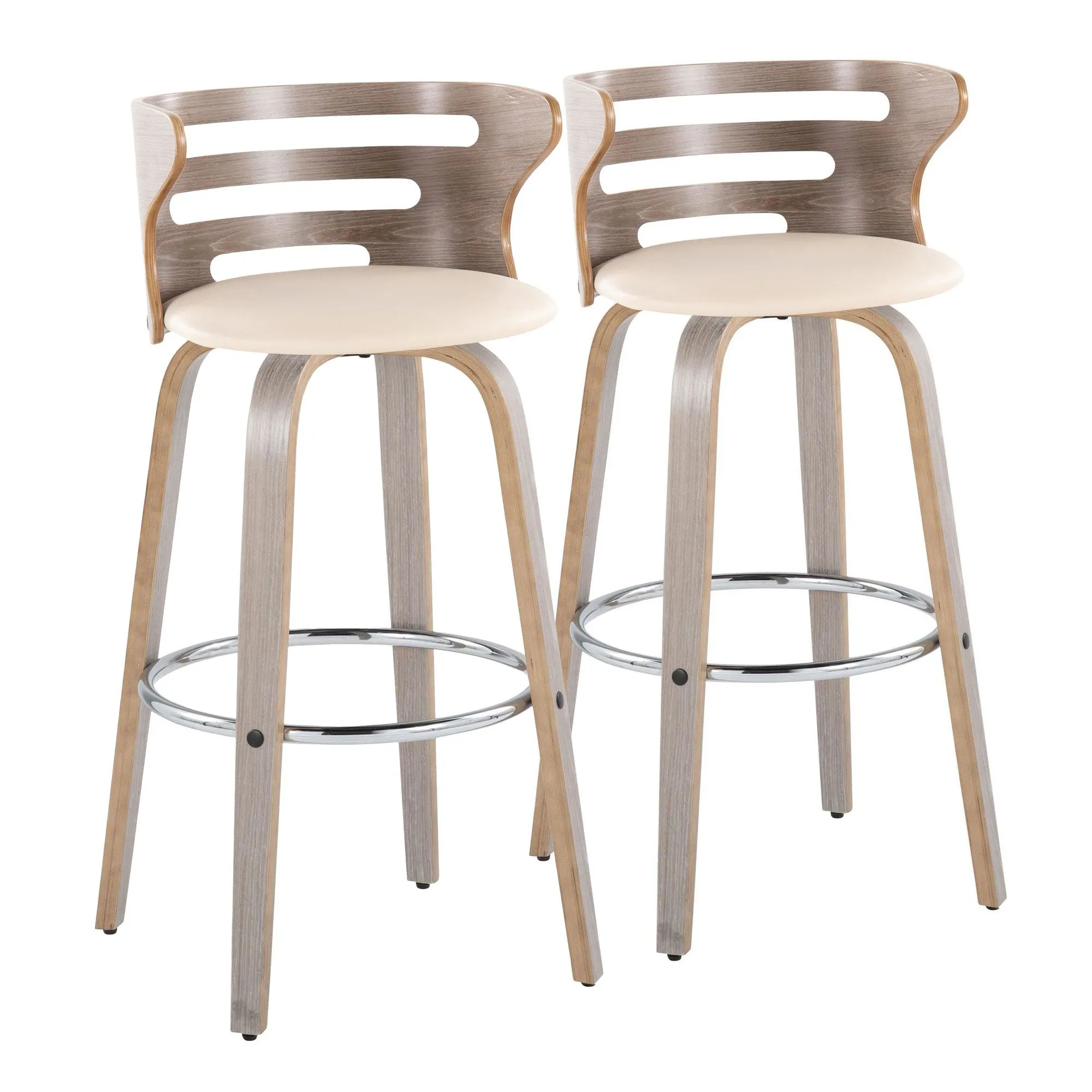 Cosini 30" Fixed-Height Barstool - Set of 2 By LumiSource - B30-COSIPU-GRTZR2 LGYLGYBK2