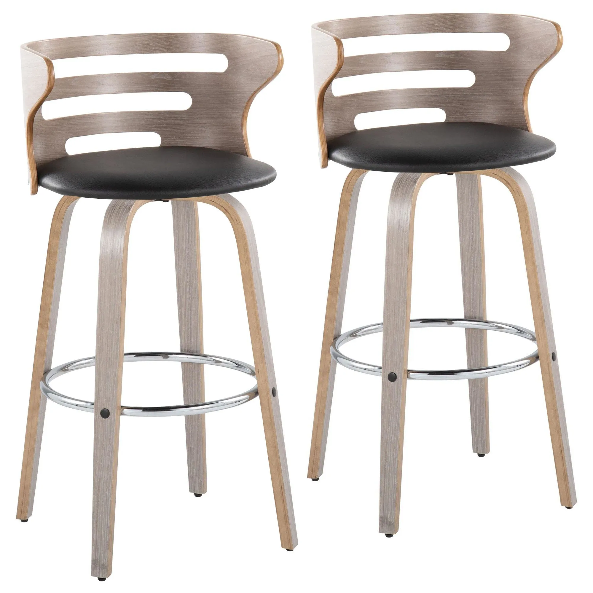 Cosini 30" Fixed-Height Barstool - Set of 2 By LumiSource - B30-COSIPU-GRTZR2 LGYLGYBK2