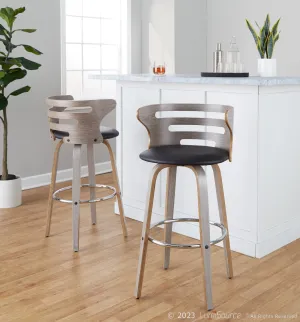 Cosini 30" Fixed-Height Barstool - Set of 2 By LumiSource - B30-COSIPU-GRTZR2 LGYLGYBK2