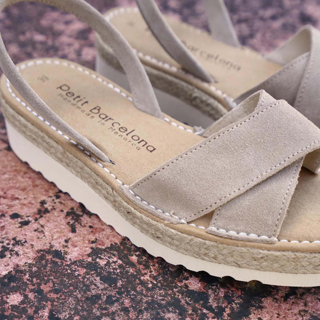 Cross over Platform Avarcas | Stone (Padded)