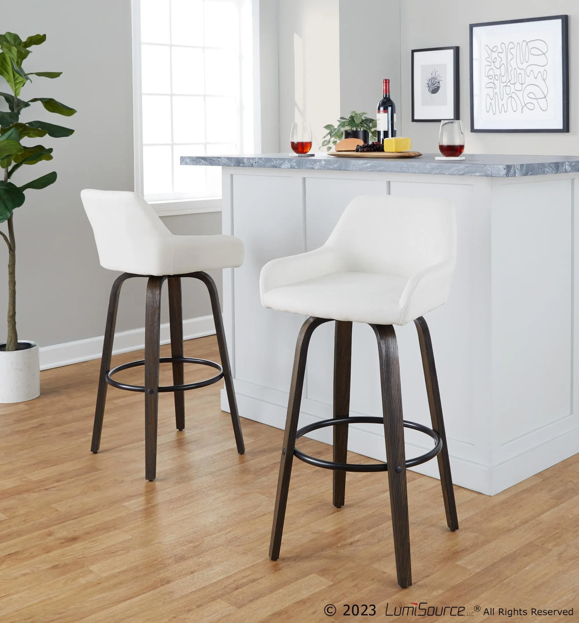 Daniella 30" Fixed-Height Barstool - Set of 2 By LumiSource - B30-DNLAFB-GRTZQ2 BNCR2