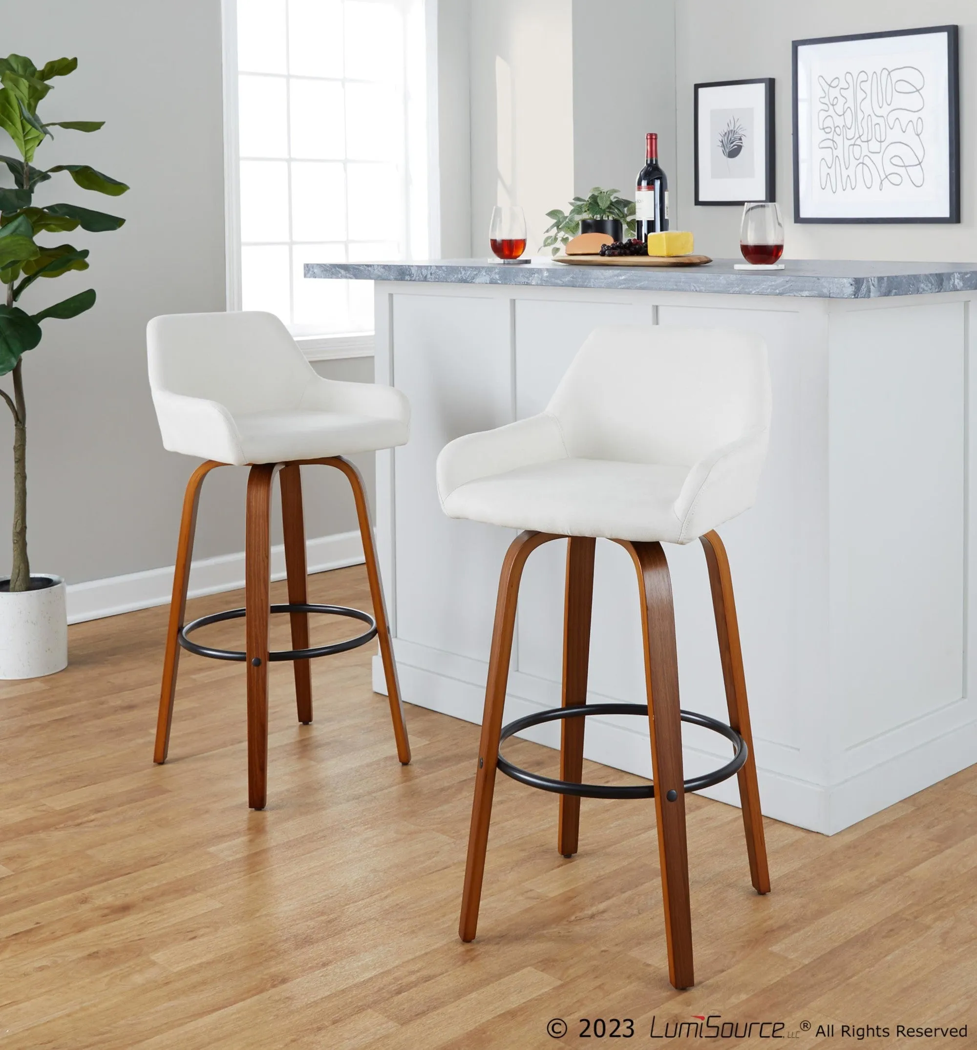 Daniella 30" Fixed-Height Barstool - Set of 2 By LumiSource - B30-DNLAFB-GRTZQ2 BNCR2