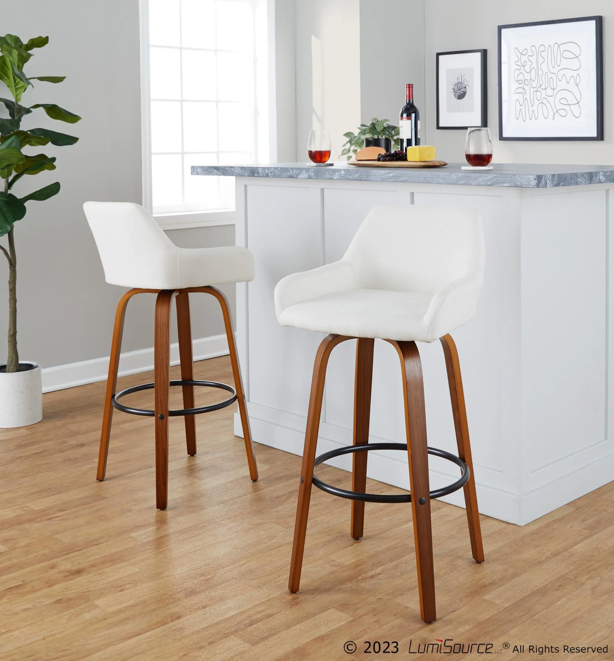 Daniella 30" Fixed-Height Barstool - Set of 2 By LumiSource - B30-DNLAFB-GRTZQ2 BNCR2