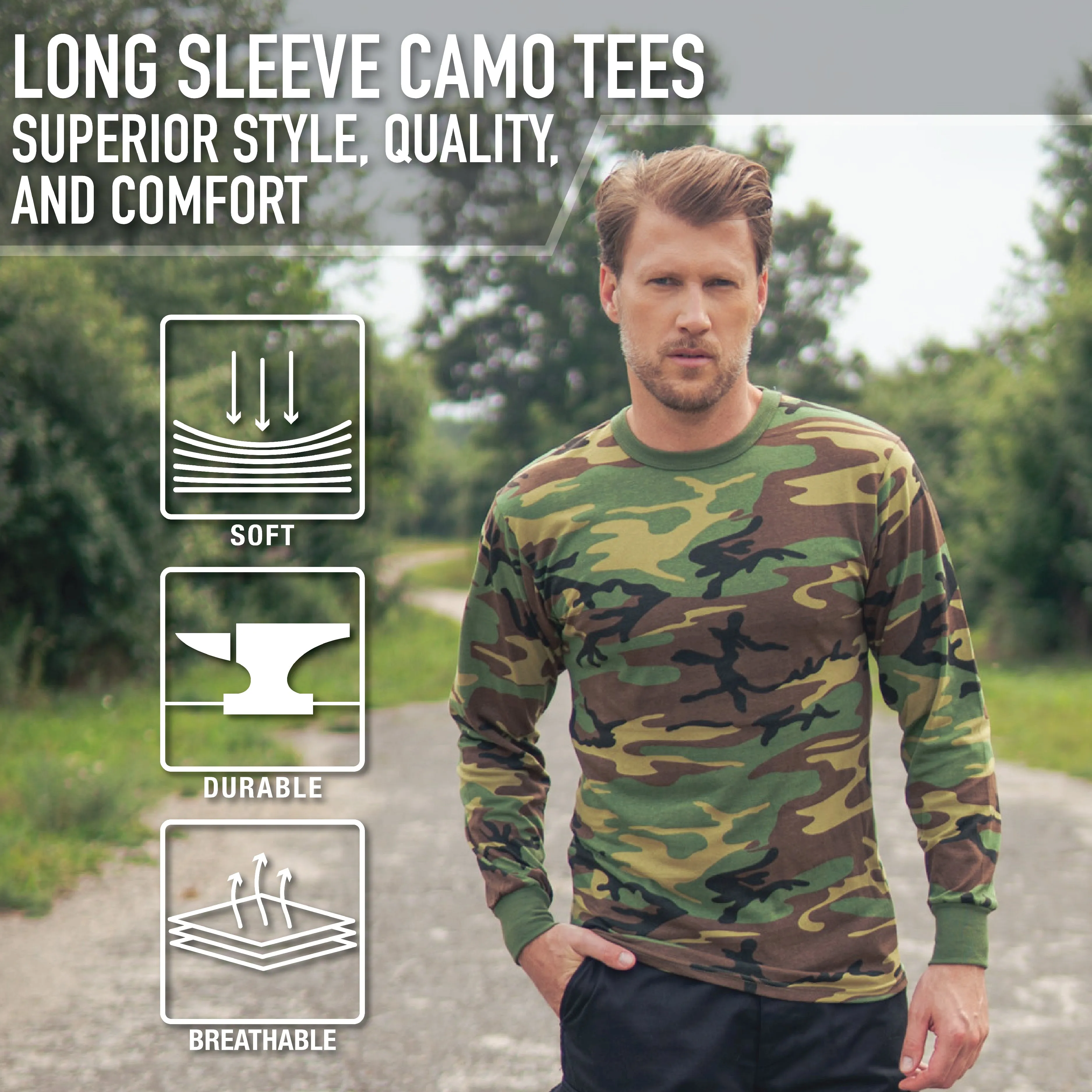 Digital Camo Poly/Cotton Long Sleeve Shirts