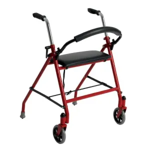 Dual Release Folding Walker with Wheels and Seat Adjustable Height drive™ Aluminum Frame 300 lbs. Weight Capacity 29 to 38 Inch Height - Drive Medical  Mfr# 1239RD