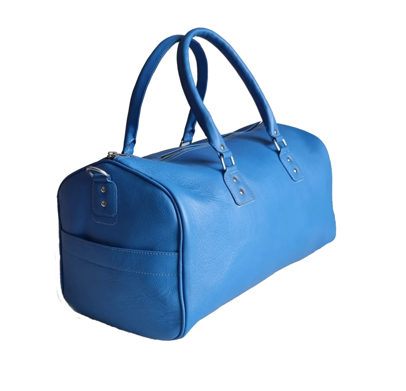 Genuine blue Leather duffel Bag, Gym, and Business - Stylish Weekender Bag for Everyday Use - GB10