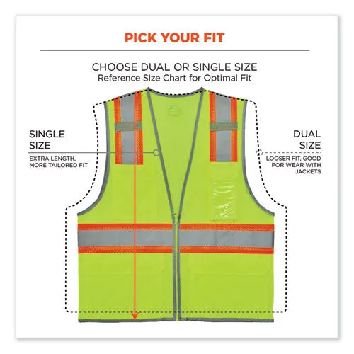 Glowear 8246z-s Single Size Class 2 Two-tone Mesh Vest, Polyester, Large, Lime, Ships In 1-3 Business Days