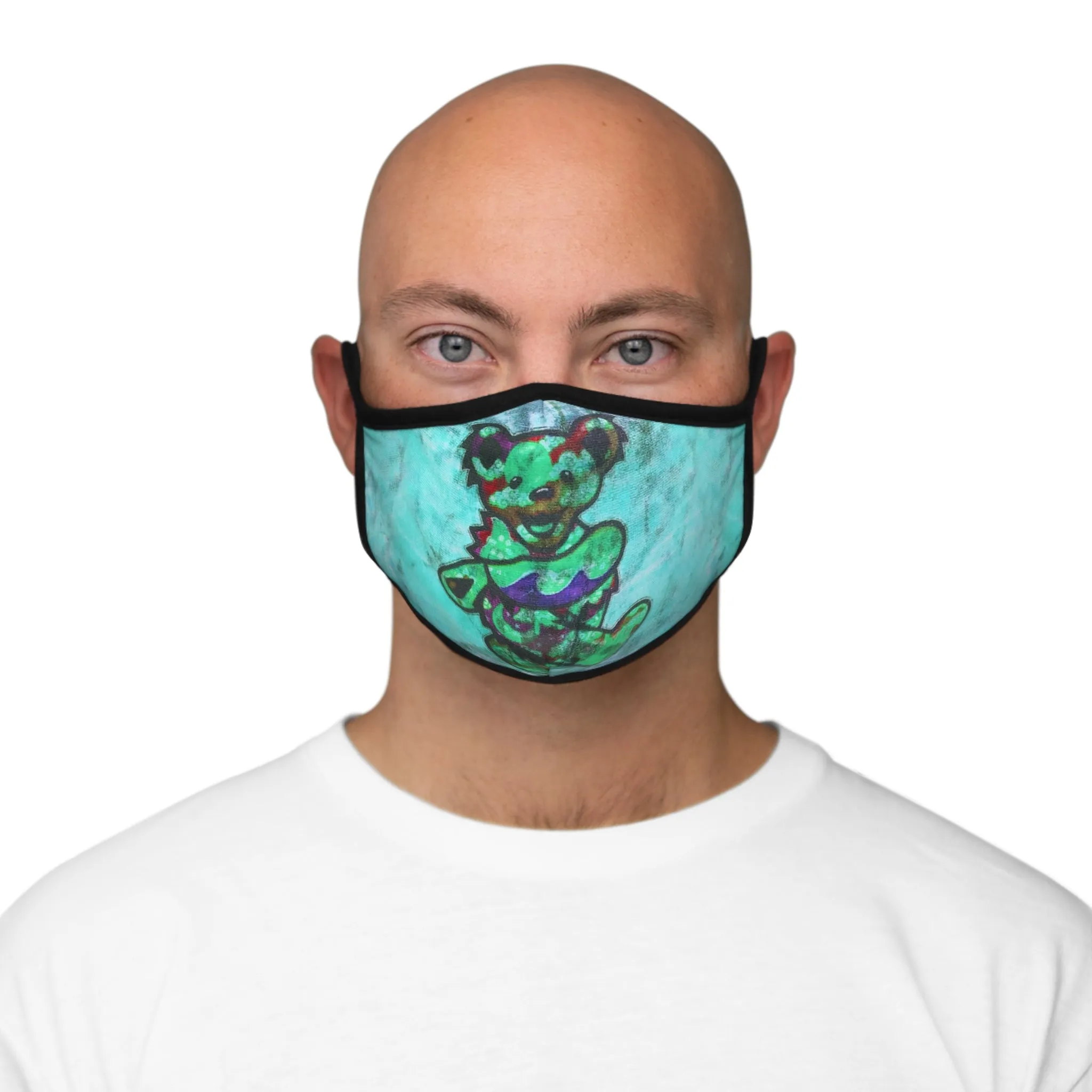 Grateful Ted Teal Fitted Face Mask