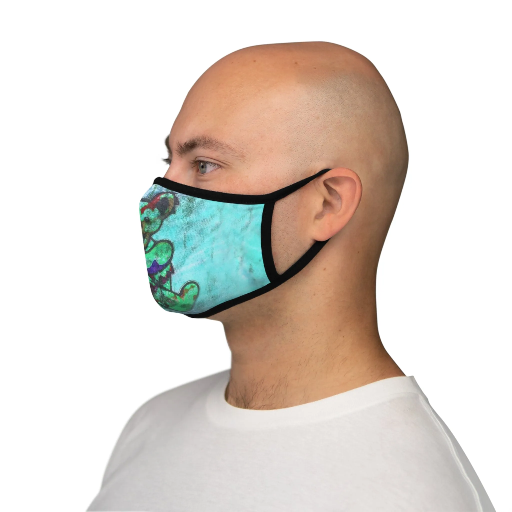 Grateful Ted Teal Fitted Face Mask