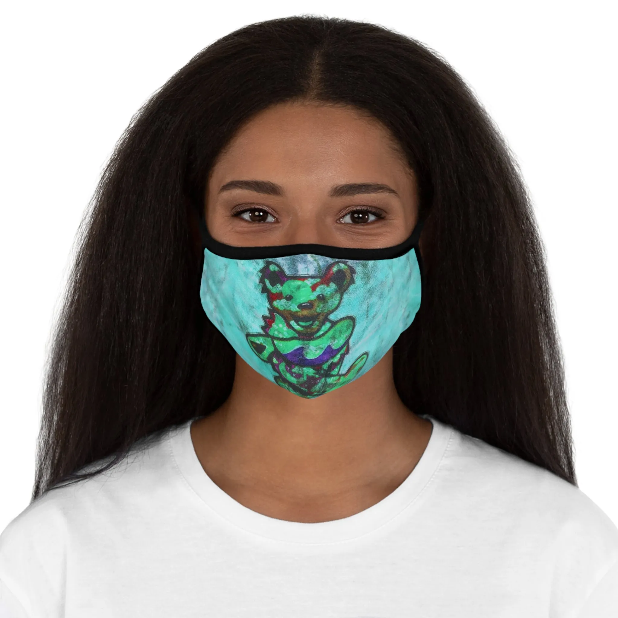 Grateful Ted Teal Fitted Face Mask