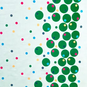 Green-Yellow-Multi Bordered Polka Dots Printed Cotton Batiste Woven Fabric