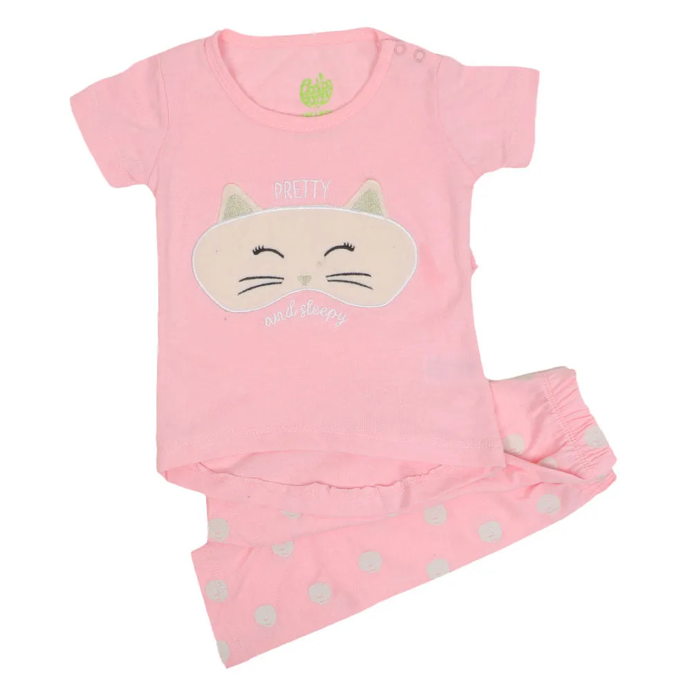 Infant Girls Knitted Night Suit Pretty - Candy Pink