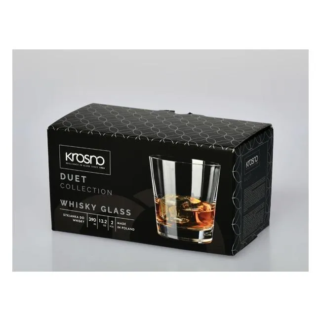 Krosno Duet Whisky Glass 390ML Set of 2 Gift Boxed KR0346