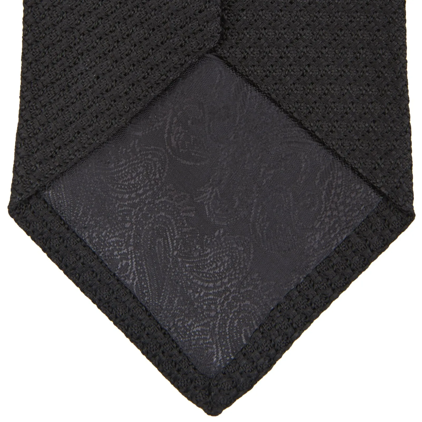 Long Black Grenadine Silk Tie