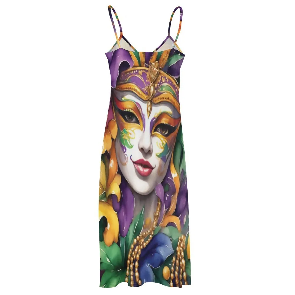 Mardi Gras Spaghetti Strap Ankle-Length Dress Long dress