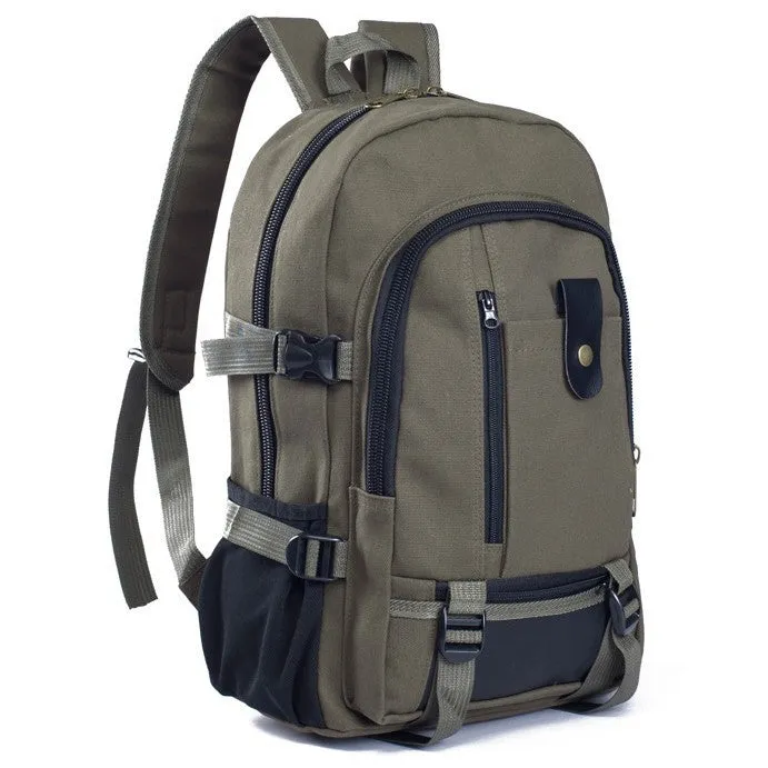 Men's Canvas Backpack - Durable Student Bag with Zipper, 44x28x16cm, Stylish & Practical