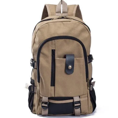 Men's Canvas Backpack - Durable Student Bag with Zipper, 44x28x16cm, Stylish & Practical