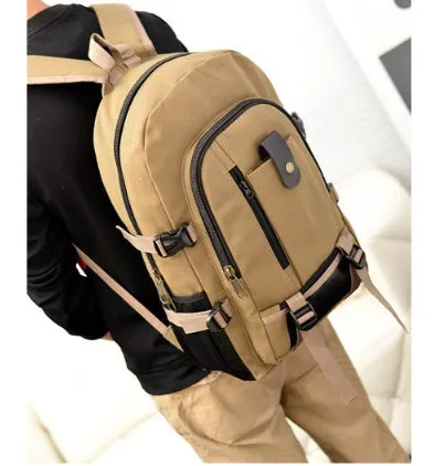 Men's Canvas Backpack - Durable Student Bag with Zipper, 44x28x16cm, Stylish & Practical