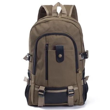 Men's Canvas Backpack - Durable Student Bag with Zipper, 44x28x16cm, Stylish & Practical