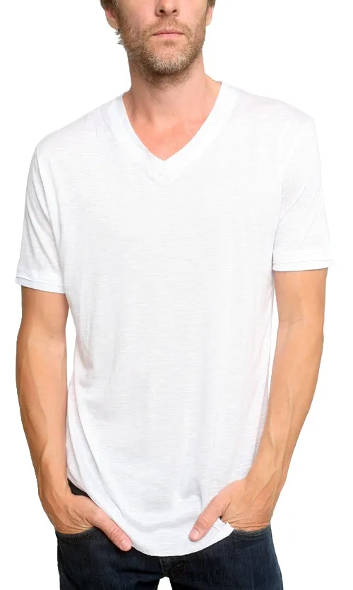 Men's Marcelo Pequeno - "RAGLAN" Short Sleeve V-Neck in White