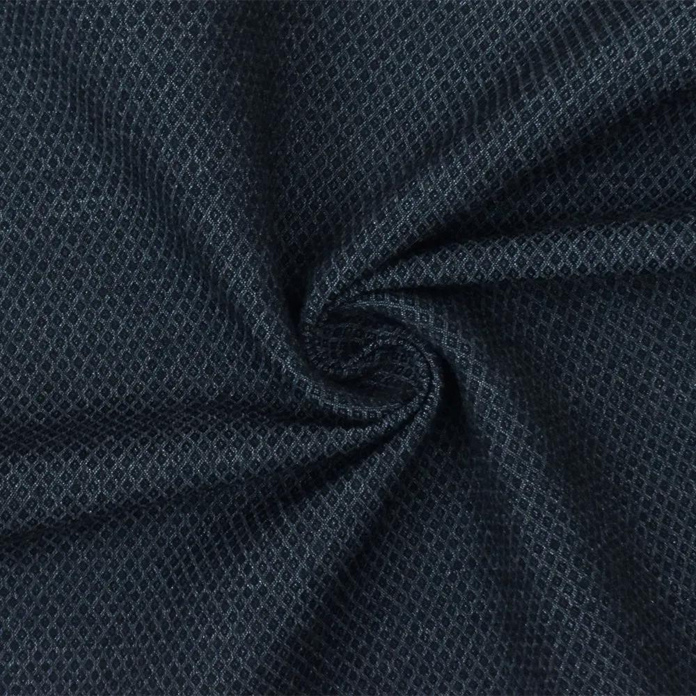 Navy Blue Diamond Dobby Stretch Poly Spandex Suiting Woven Fabric