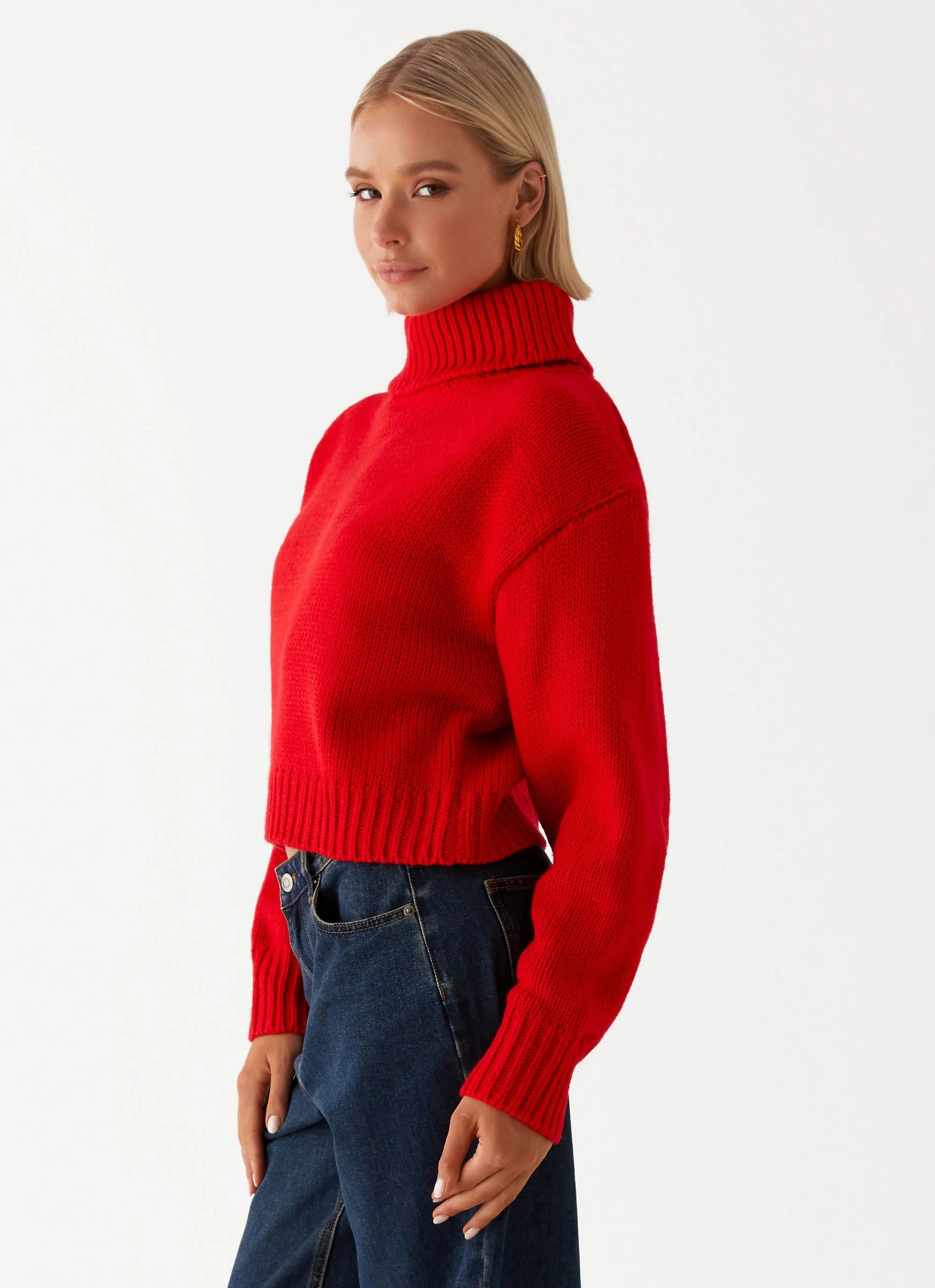 Paint The Town Red Oversized Knit Jumper - Red