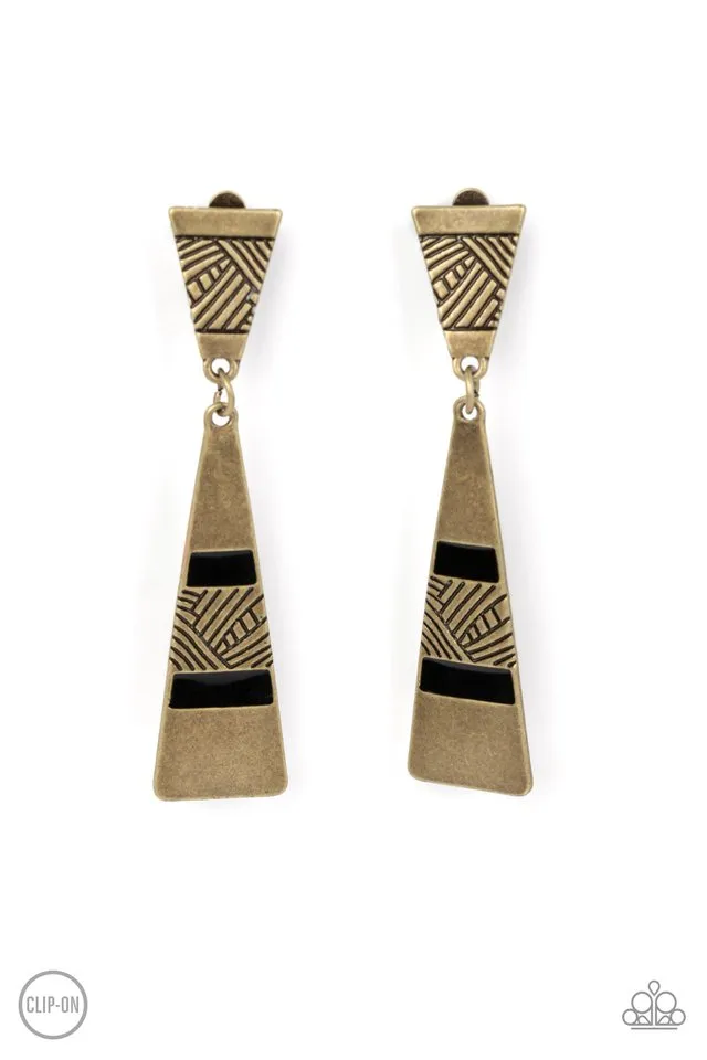 Paparazzi Earring ~ Safari Seeker - Brass