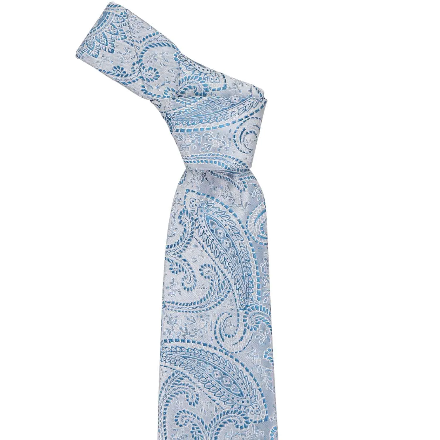 Pastel Blue Clara Paisley Extra Long Necktie