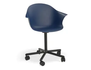 Pebble Armchair Navy Blue with Shell Seat - Swivel Base with Castors