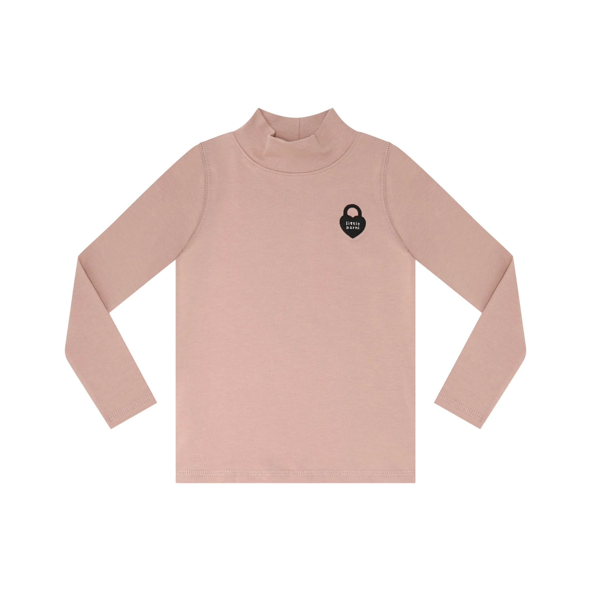 Pink Solid Heart Logo Mockneck