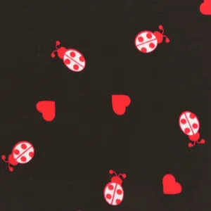 Red-Black-White Love Bug Printed Faille Fabric