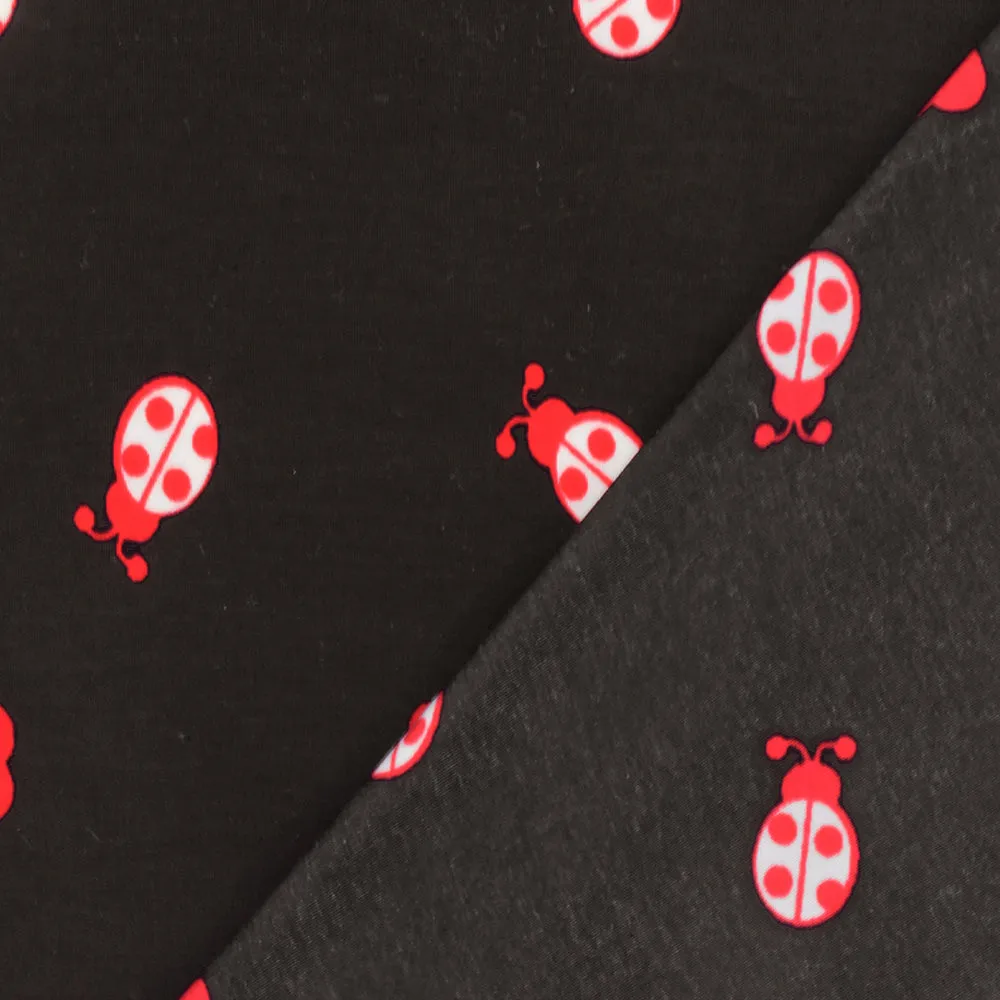 Red-Black-White Love Bug Printed Faille Fabric