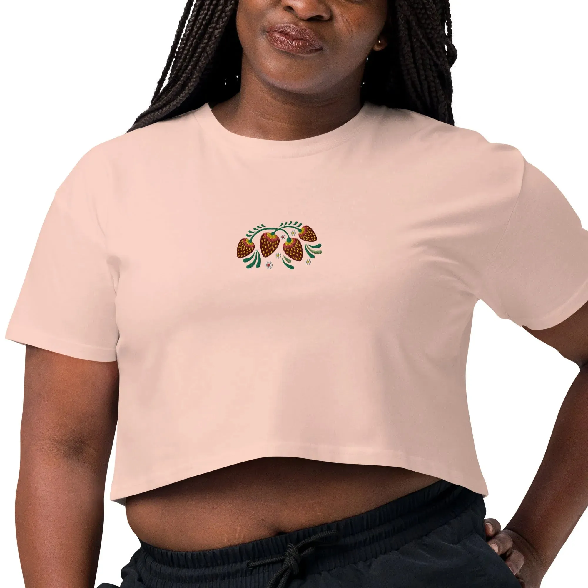 Russian Khokhloma Embroidered Cropped T-Shirt