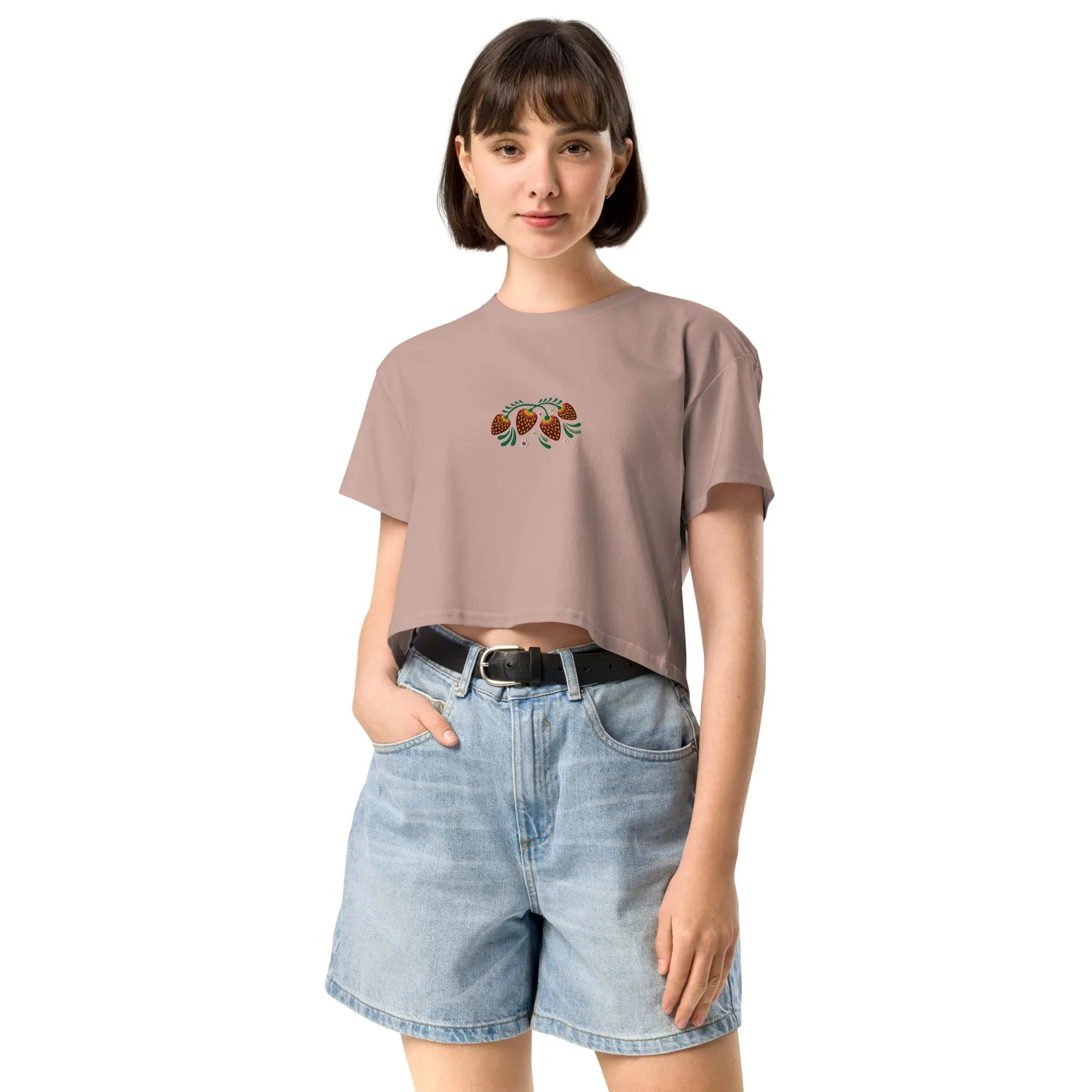 Russian Khokhloma Embroidered Cropped T-Shirt