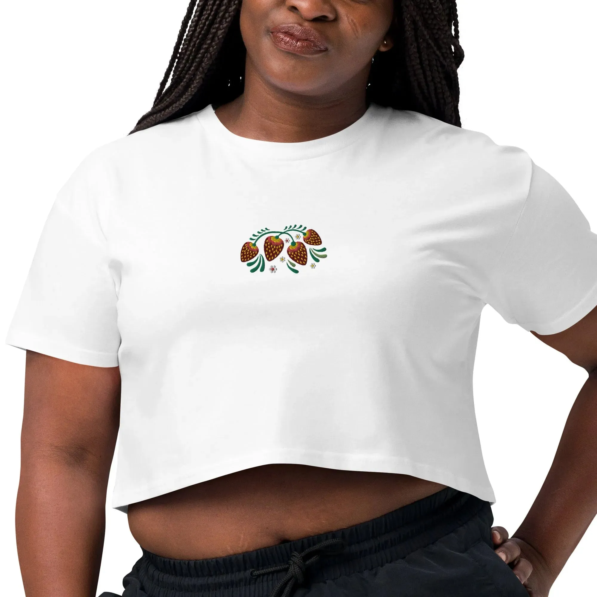 Russian Khokhloma Embroidered Cropped T-Shirt