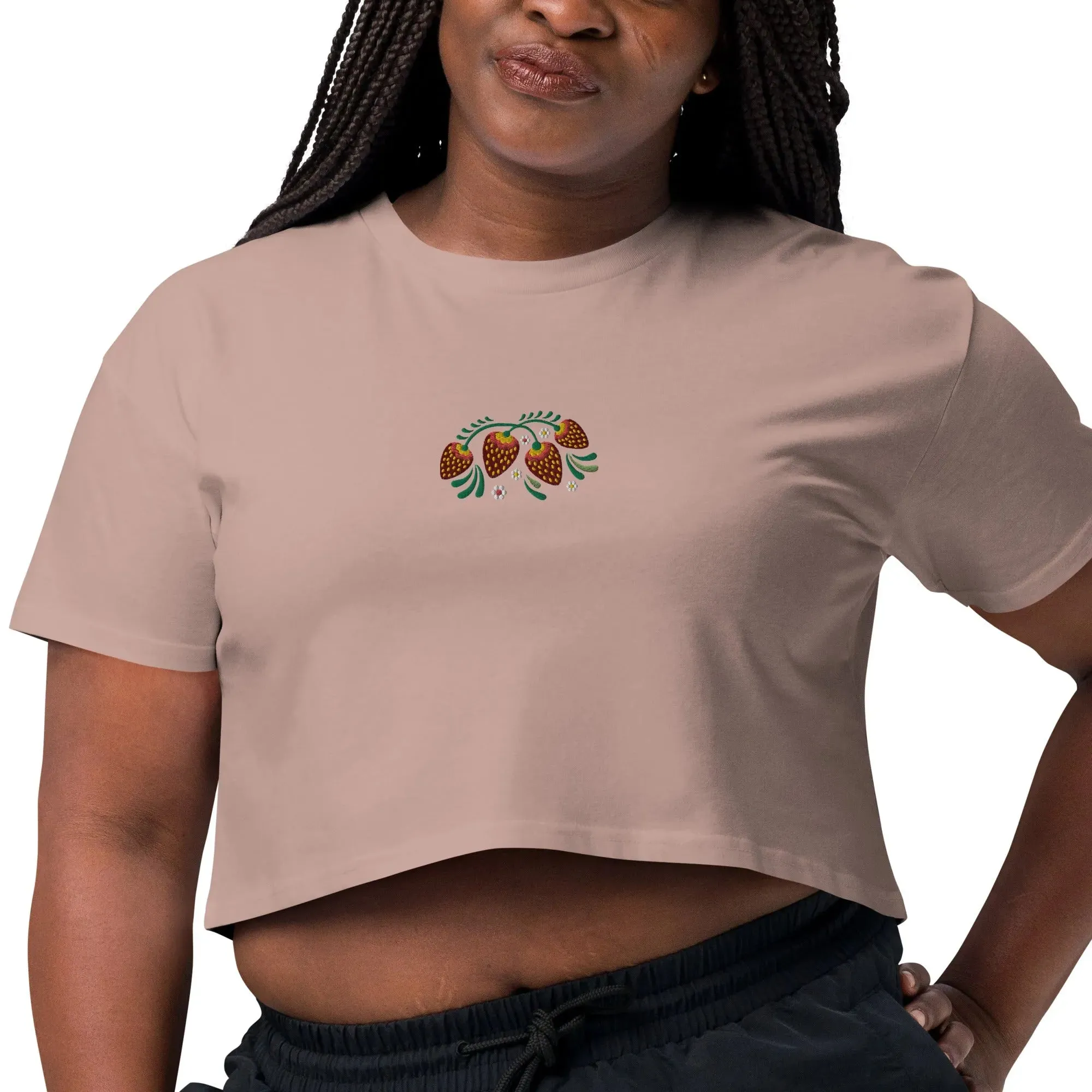 Russian Khokhloma Embroidered Cropped T-Shirt